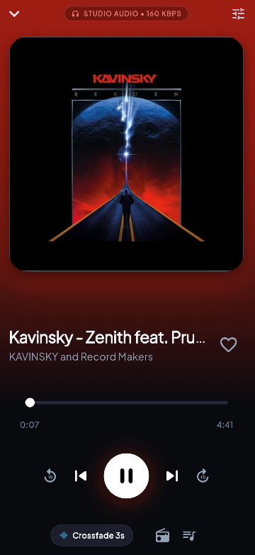SoundPlus Full Screen Player Running on Android